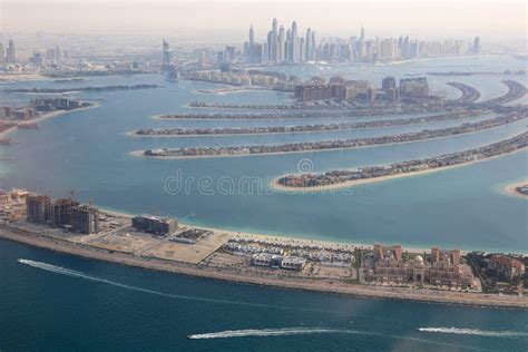 Dubai The Palm Jumeirah Island Marina Aerial View Photography Stock