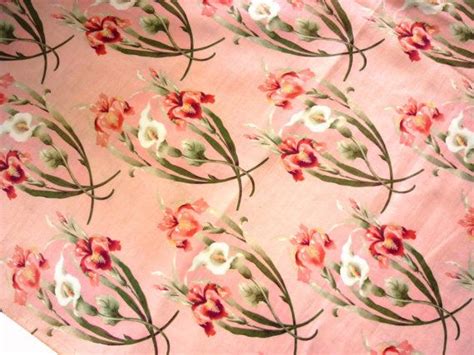 Vintage S Floral Tropical Cotton Fabric In Iris And Calla Lily