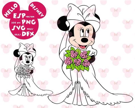 Disney Svg Minnie Mouse Bride Clipart Disney Cut Files Etsy