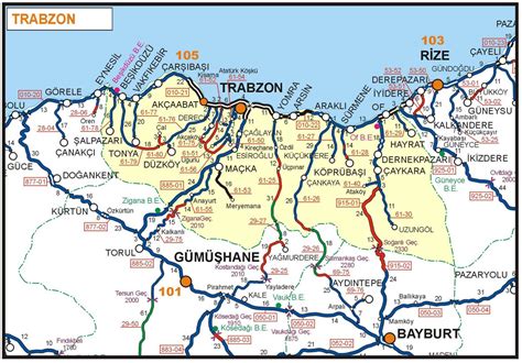 Trabzon Haritası Trabzon un İlçeleri Haritası