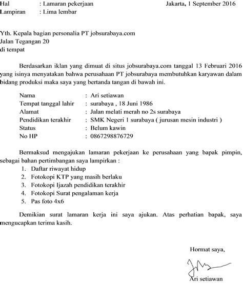 Cara Menulis Lamaran Pekerjaan Yang Benar Homecare24