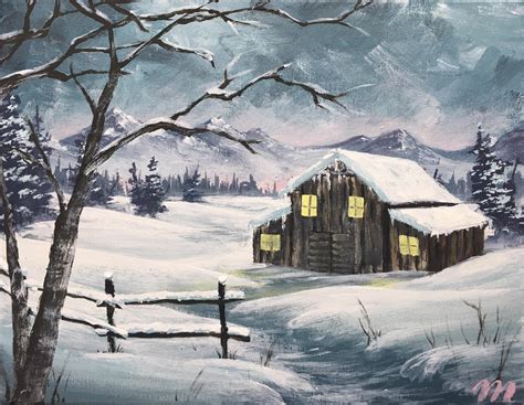 I Painted A Cozy Winter Scene Acrylic Didnt Have Room For The Horse