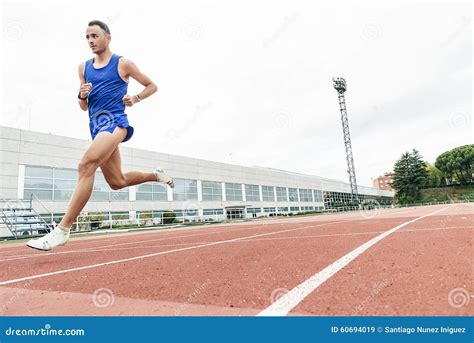 Attractive Man Track Athlete Running On Track Stock Image Image Of