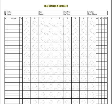 18 Free Fillable Softball Score Sheet Templates
