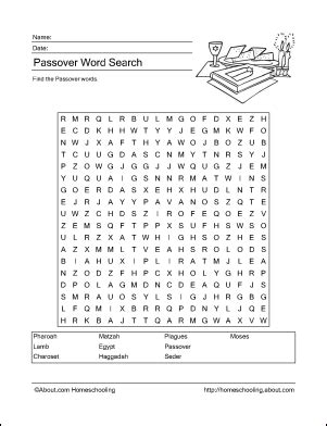 Free Passover Wordsearch, Crossword Puzzle, and More | Passover crafts