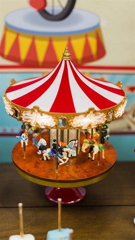 3 D Vintage Circus Carousel Centerpiece Decor Carnival Ride Birthday