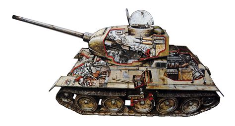 T34 85 Cutaway Drawing In High Quality