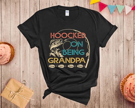 Personalized Hooked On Being Grandpa T Shirt Fathers Day Etsy