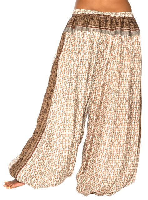 45 Yard Full Pantaloon Harem Pants In Cream And Brown