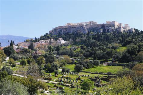 Views Of Acropolis Hill And The Parthenon From Inside The Ancient Agora