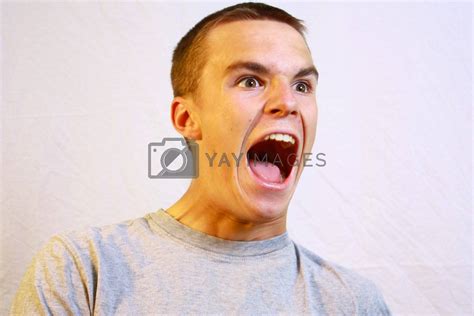 Young Man Yelling With Mount Wide Open By Gregorydean Vectors
