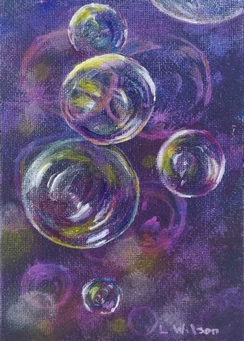 Bubbles In Purple Acrylic Painting Inspired By Bubbles Abstract Art