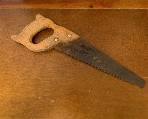Vintage Hand Saw With Wooden Handle Small Sawtooth Blade Etsy