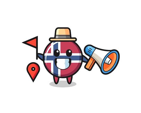 Premium Vector Character Cartoon Of Norway Flag Badge As A Tour Guide