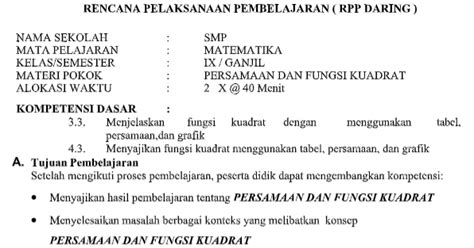 Suatu sekolah mungkin lebih tepat menerapkan untuk mempermudah guru dalam menyusun rpp daring, luring, dan kombinasi dibawah ini disajikan contoh yang dapat di unduh secara lengkap. Contoh Rpp Lengkap Pembelajaran Daring Matematika Smp ...