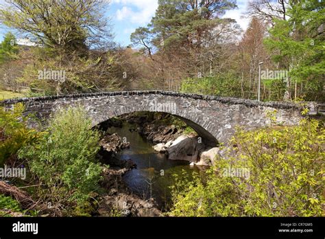 Old Stone Bridge In The Village Of Glencoe Highlands Scotland Uk Stock