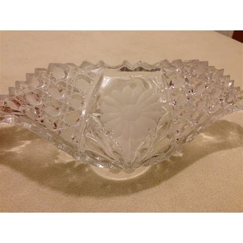 Harvard floral cut glass pattern. Vintage ABP Etched Flower Cut Glass Fruit Bowl | Chairish