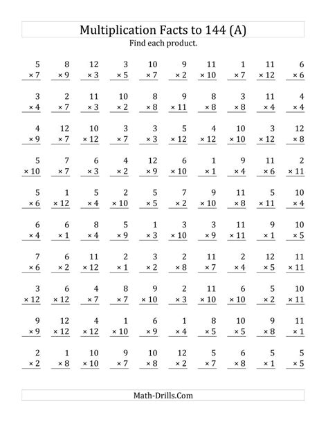 Multiplication Worksheets Random Order Printable Multiplication Flash