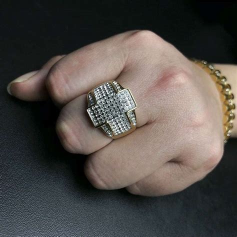 2021 Iced Out Cross Ring For Men Hip Hop Luxury Designer Mens Bling