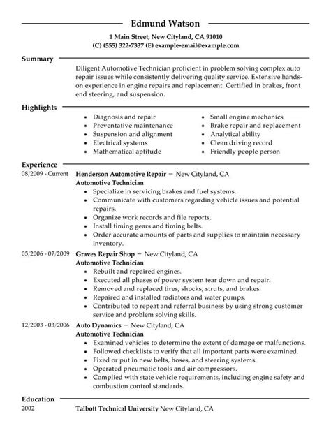 Professional Auto Mechanic Resume Examples For 2022 Livecareer