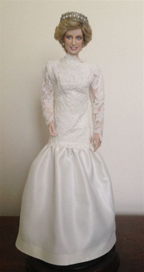 Princess Diana Franklin Mint Porcelain Doll Repainted White Lace Gown