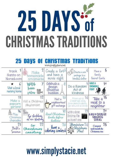 25 Days Of Christmas Traditions Free Printable Simply Stacie
