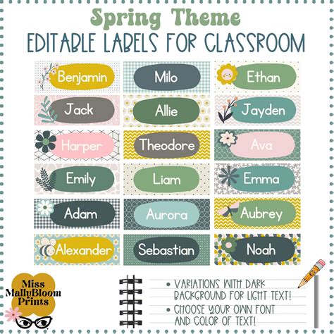 Editable Classroom Labels Name Labels Editable Name Labels Etsy