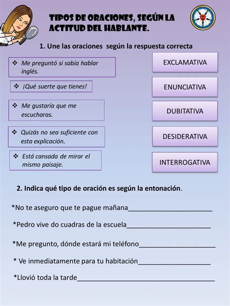 Ficha De Oraciones Según La Actitud Del Hablante