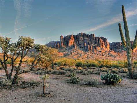 Superstition Mountains Mountain Range In Field Phoenix Arizona Usa