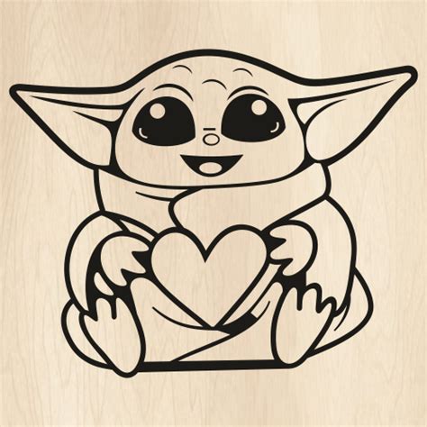 Yoda Heart Svg Baby Yoda Png Yoda Heart Star Wars Vector File Png My