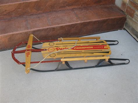 Paris Champion Fastback 46 Wood Sled Steerable Metal Runners 70s