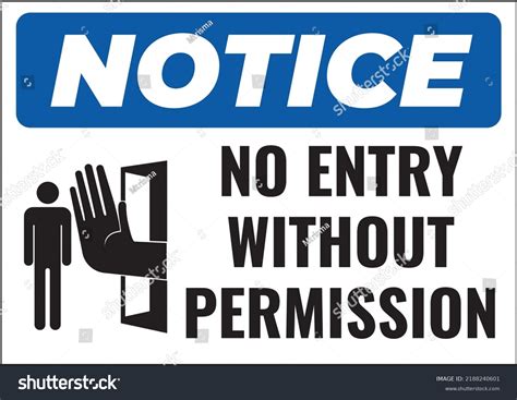 Notice No Entry Without Permission Sign Stock Vector Royalty Free