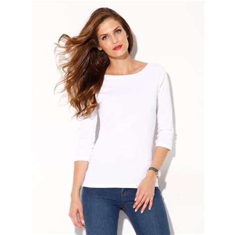 T Shirt Femme Manches 34 Coton Blanc Achat Vente T Shirt Cdiscount
