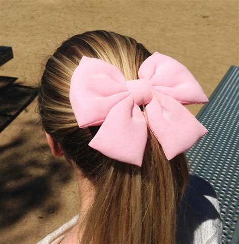 525 Light Pink Hair Bow Stuffed Hair Bow With Tails Etsy