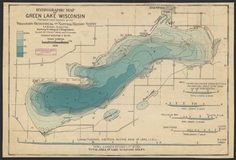 Hydrographic Map Of Green Lake Wisconsin Map Or Atlas Wisconsin