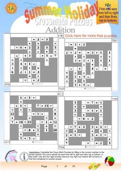 Free interactive exercises to practice online or download as pdf to print. Summer Holiday Fun Puzzles - Math Puzzle Worksheets - Free ...