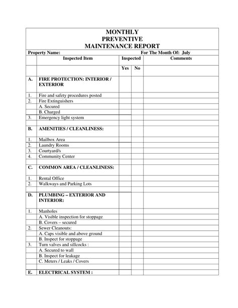 Preventive Maintenance Electrical Checklist In Excel Format Hotel