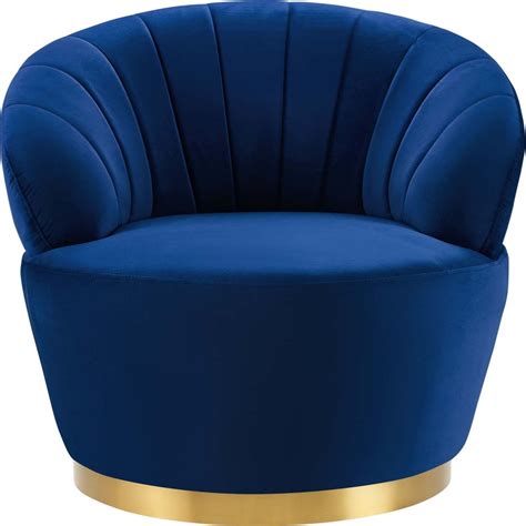 Modway Eei 4344 Nav Billow Swivel Accent Chair Tufted Navy Blue Velvet