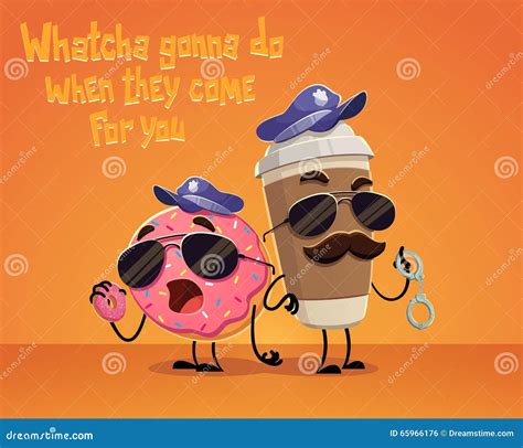 Coffee And Donut Cops Stock Vector Illustration Of Custard 65966176