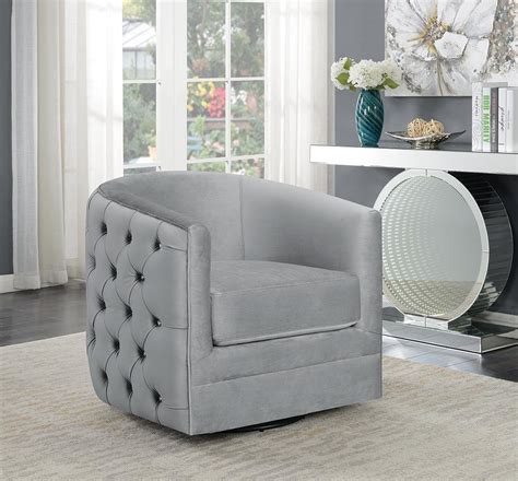 We offer a wide range of stunning designer swivel chairs to fit every interior. Modern Grey Swivel Accent Chair by Coaster Furniture ...