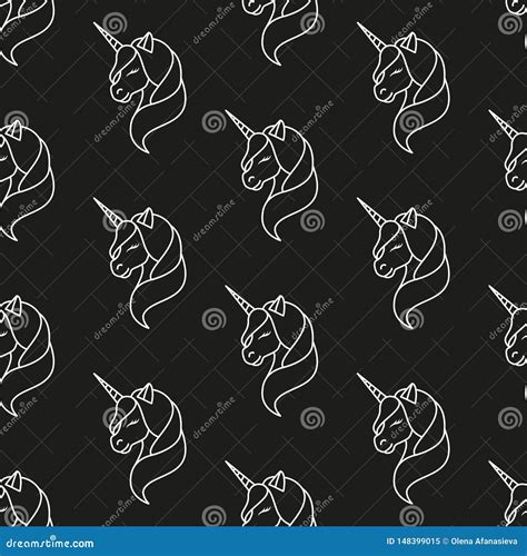 Unicorn Line Pattern Seamless Vector Illustration Line Flat Stock