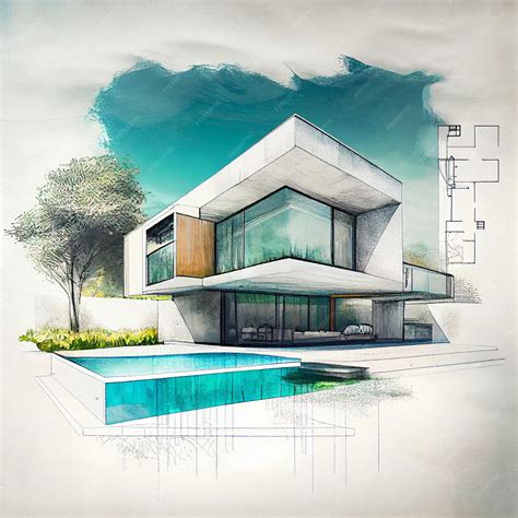 Plano De Plan De Dibujo De Arquitectura De Casa De Lujo Foto Premium