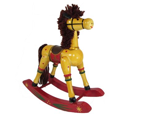 Wooden Rocking Horse Decorative Christmas Figurine Holiday Decor By