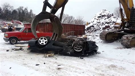 Early Dodge Viper Being Crushed At Junkyard Ouch Youtube