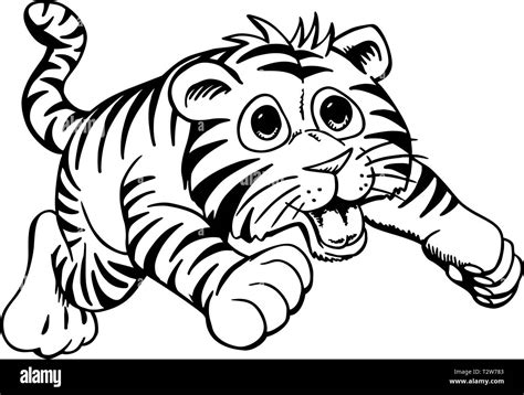 Cartoon Baby Tiger Black And White