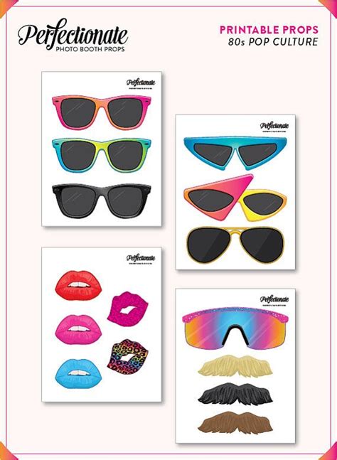 Printable 80s Photo Booth Props 30 Printable 80s Props Instant