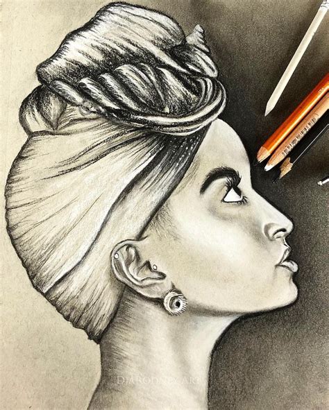 ‪drawing A Face From Side‬ ‪draw An African Woman Face Wearing Head