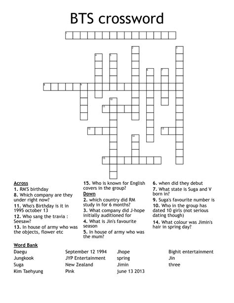 The K Of K Pop Crossword Clue Bahia Haha