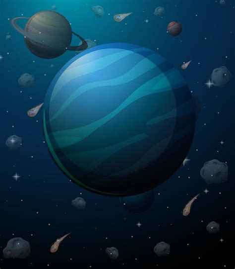 Neptune Planet On Space Background 5922176 Vector Art At Vecteezy