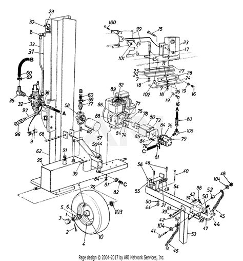 Mtd 245 631 190 22 Ton Log Splitter 1995 Parts Diagram For Log